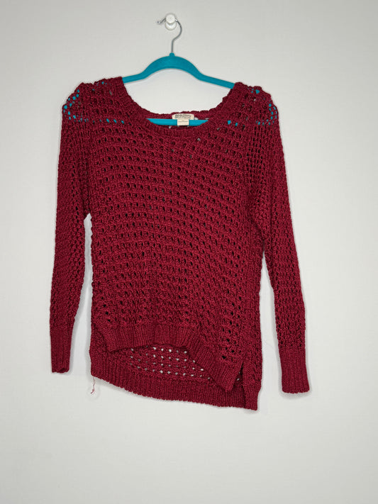 Lucky Brand Red Open Knit Long Sleeve Sweater, Size M