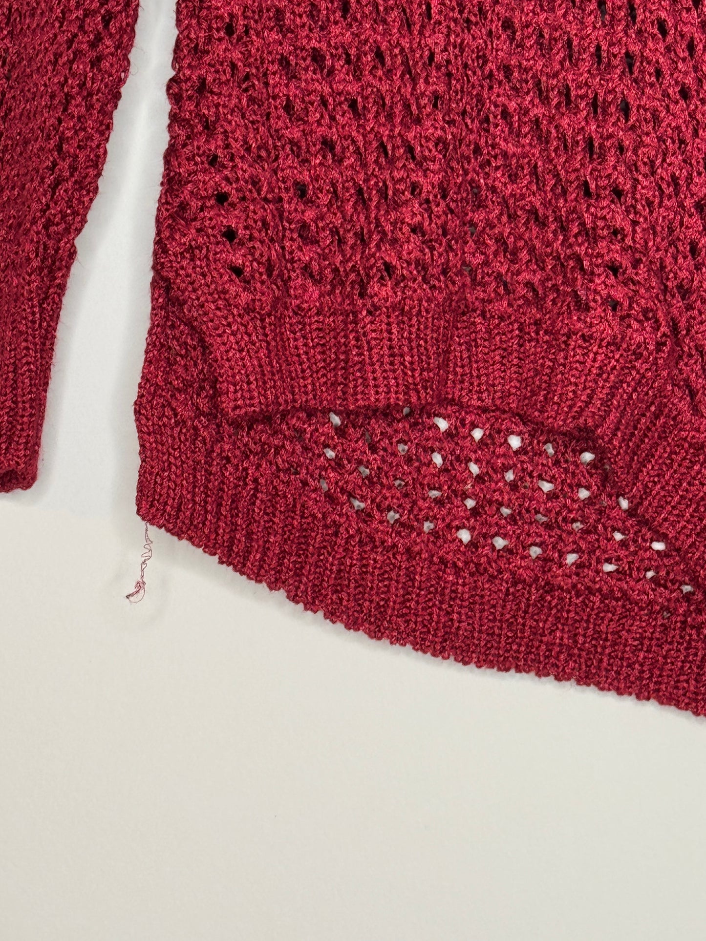 Lucky Brand Red Open Knit Long Sleeve Sweater, Size M