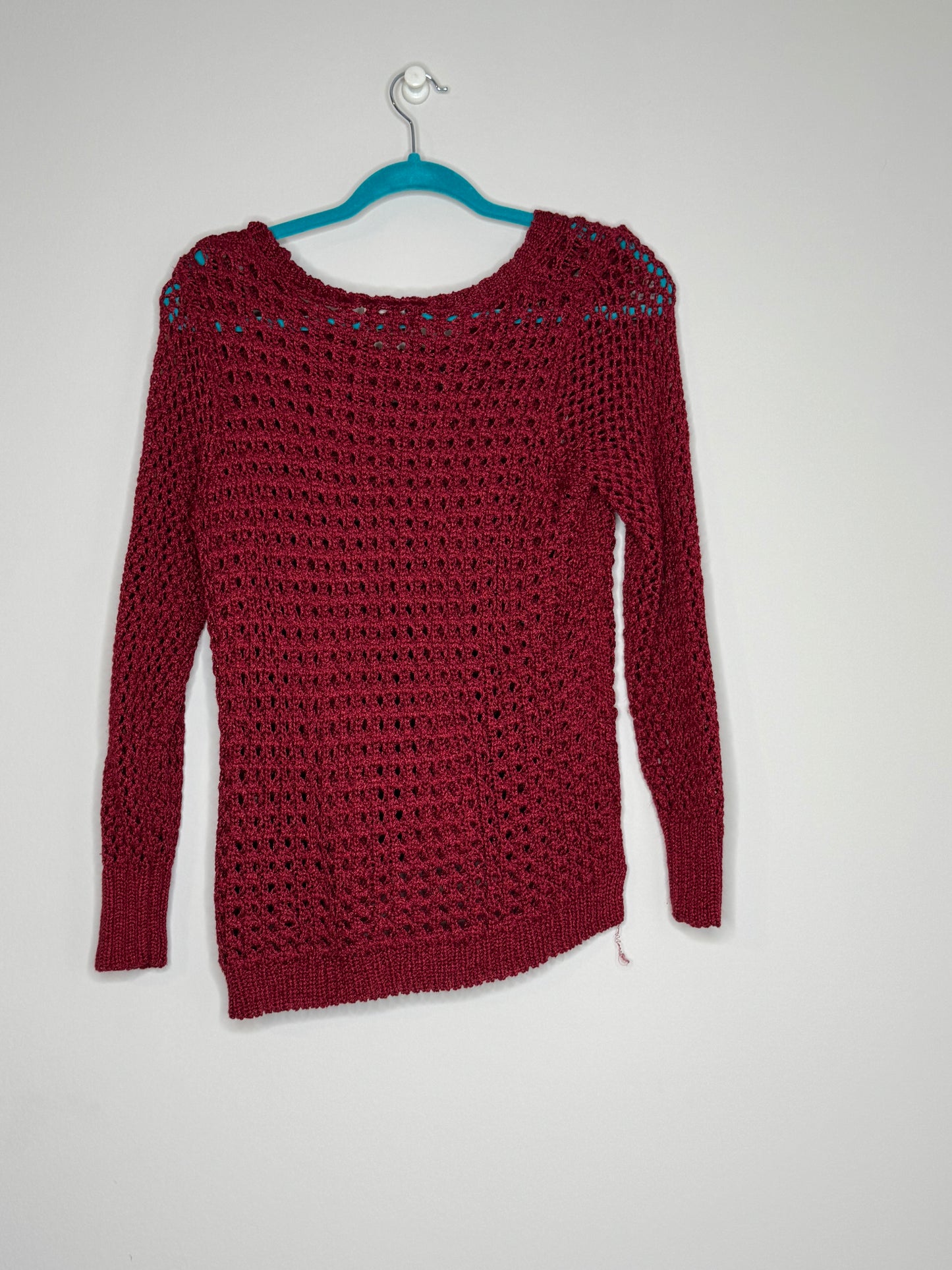 Lucky Brand Red Open Knit Long Sleeve Sweater, Size M