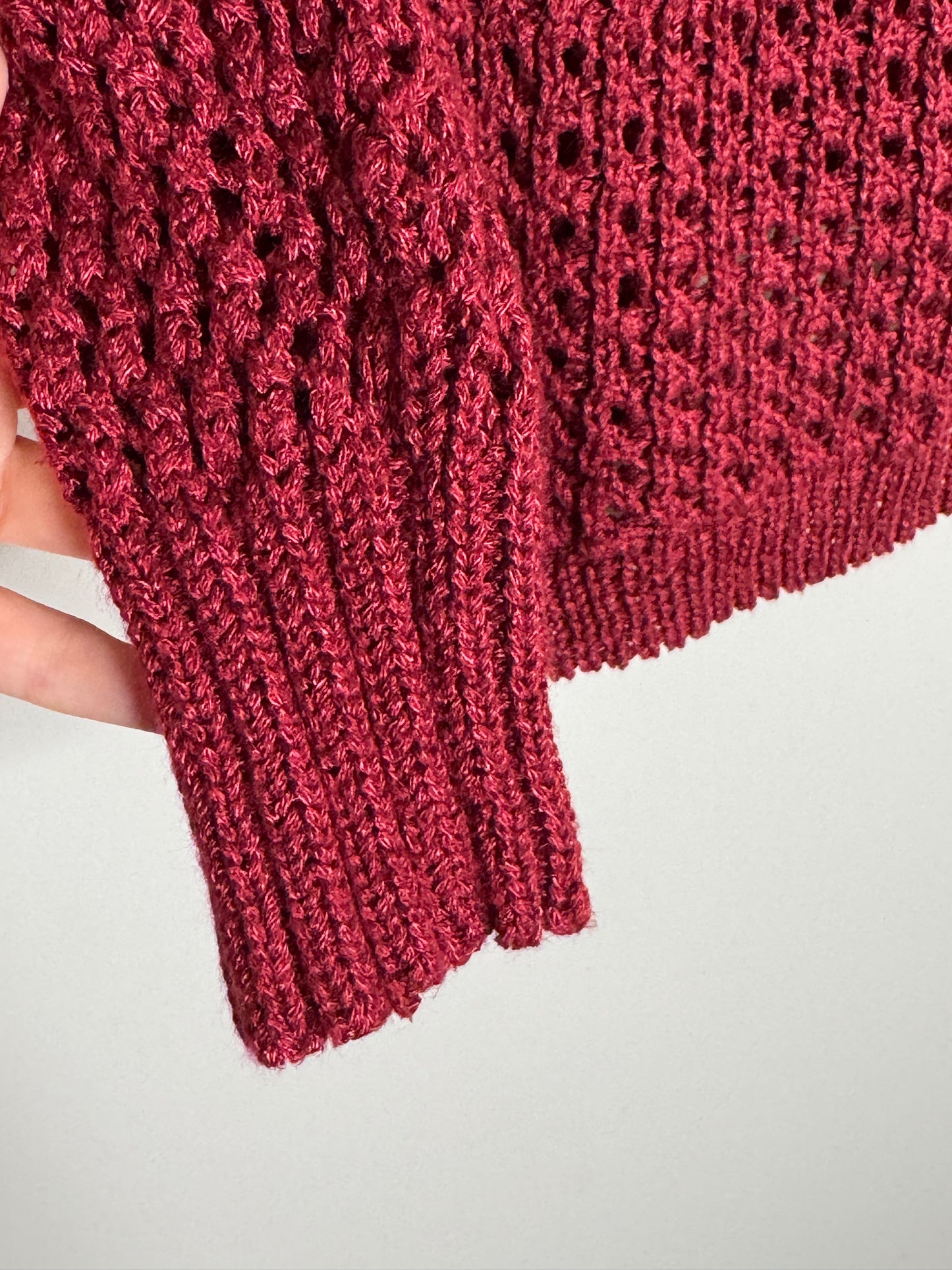 Lucky Brand Red Open Knit Long Sleeve Sweater, Size M