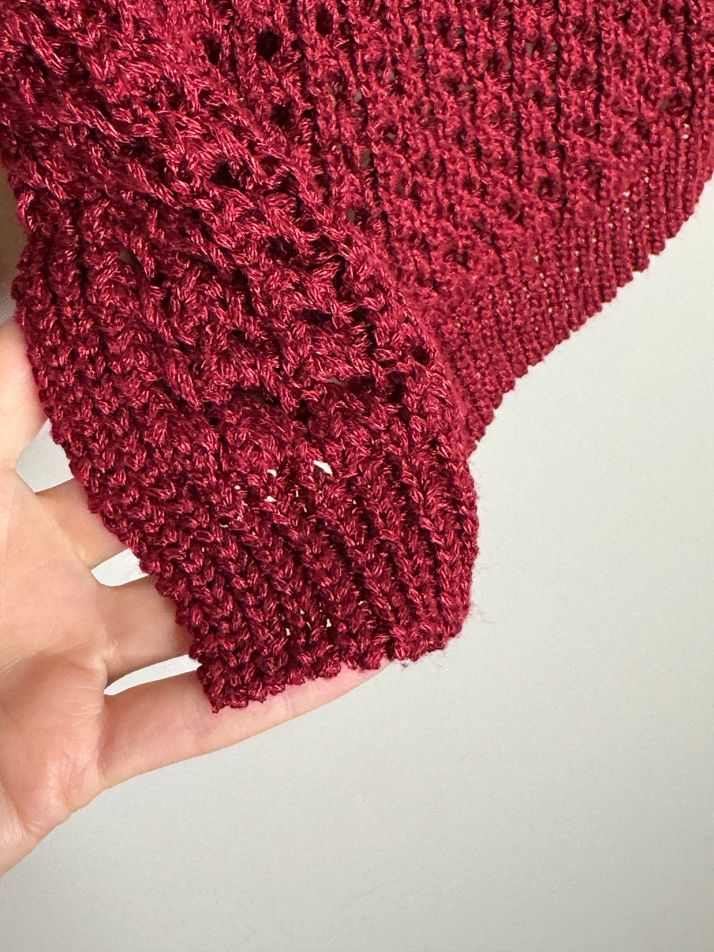 Lucky Brand Red Open Knit Long Sleeve Sweater, Size M