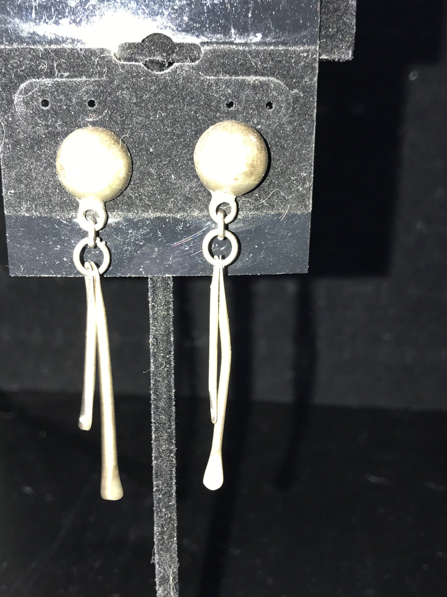 Vintage Mexican Silver Round Post Earrings with drops
