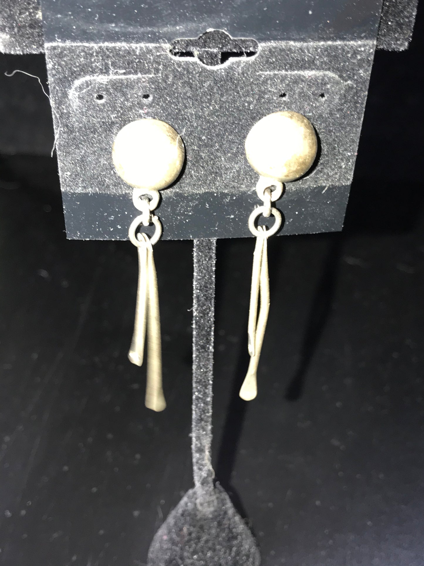 Vintage Mexican Silver Round Post Earrings with drops