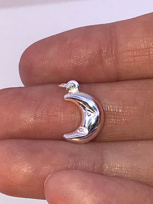 Sterling Silver Puffed Moon Pendant