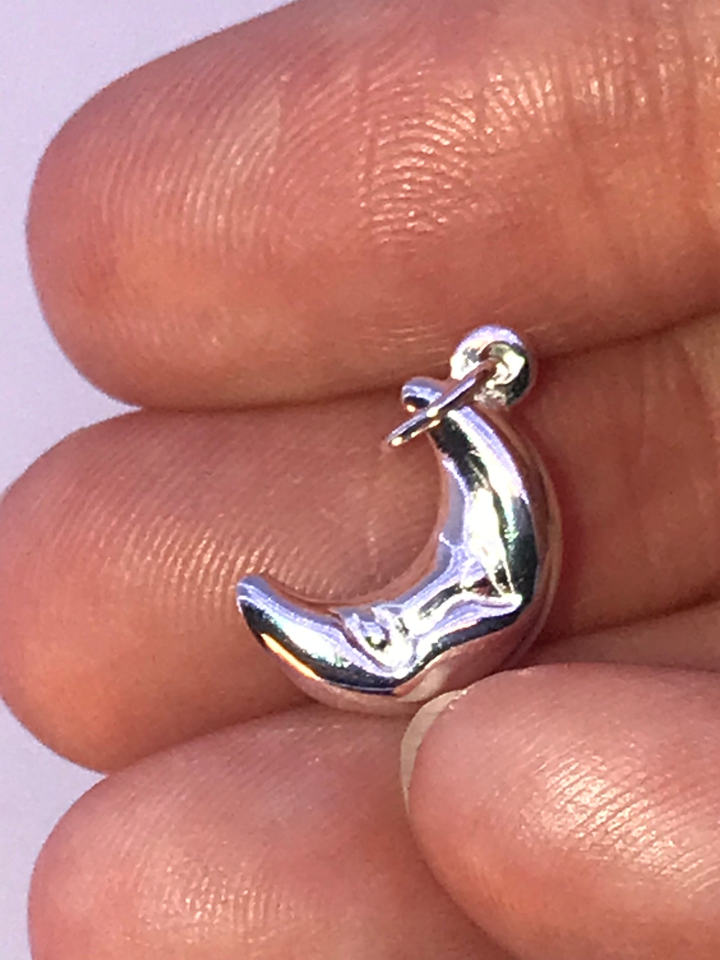 Sterling Silver Puffed Moon Pendant