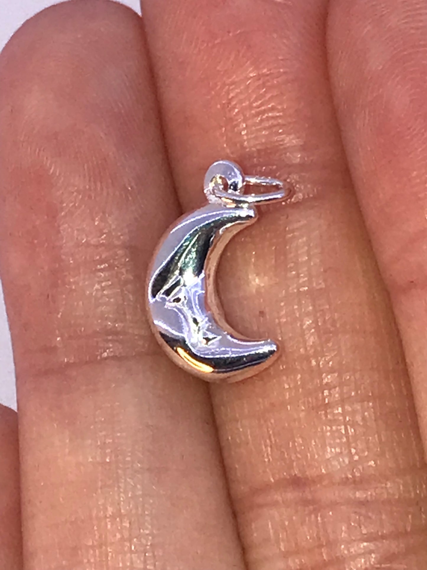 Sterling Silver Puffed Moon Pendant