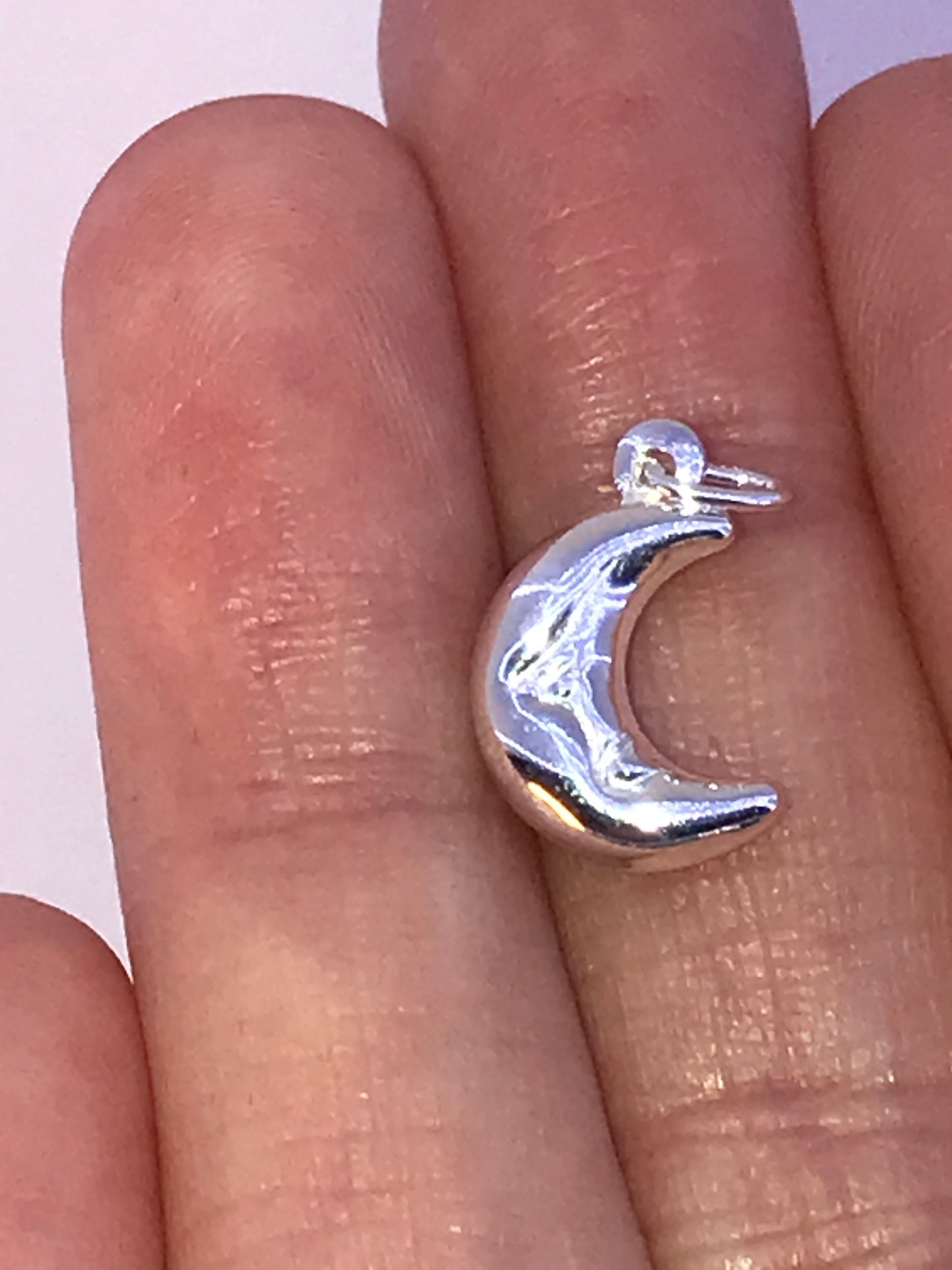Sterling Silver Puffed Moon Pendant