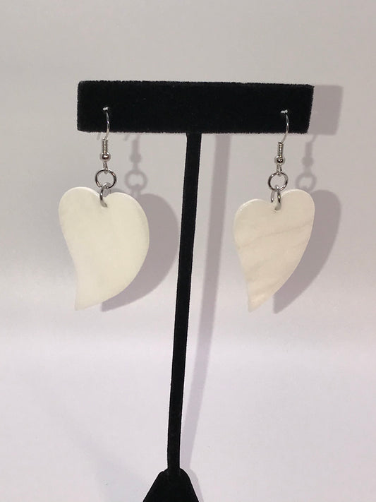 Mother Of Pearl Heart Dangle Earrings