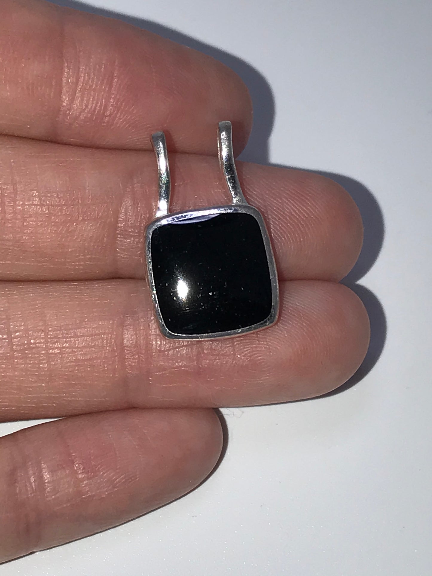 Sterling Silver And Onyx Square Pendant