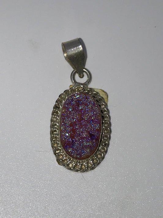 Orange Druzy Quarts Pendant