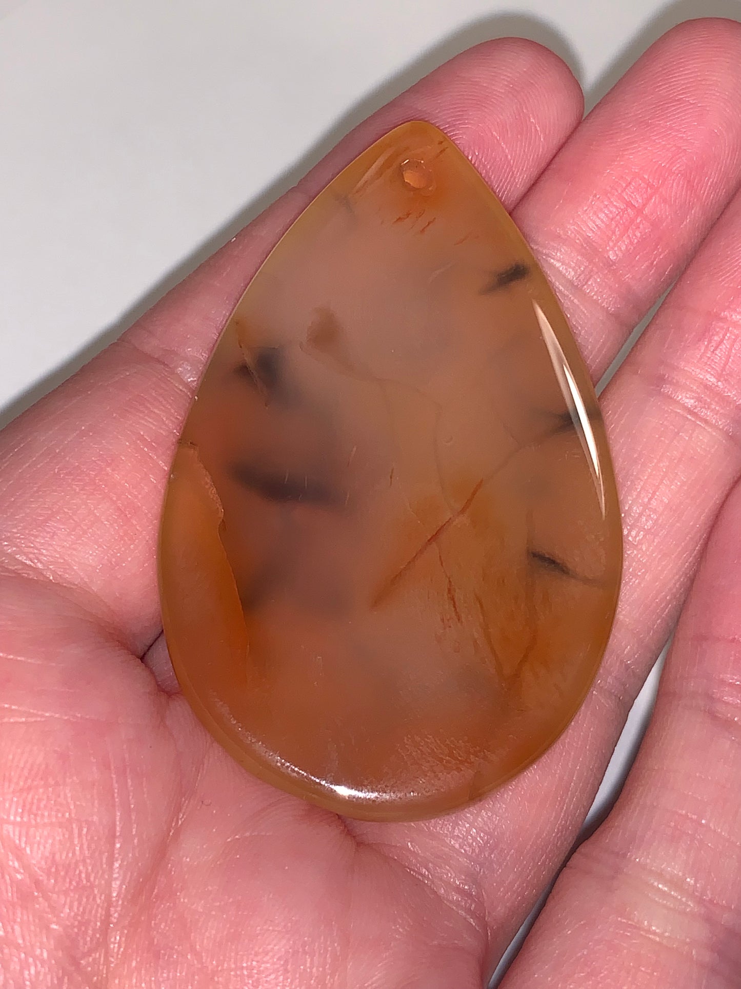 Orange and Black Dragon Veins Agate Teardrop Pendant