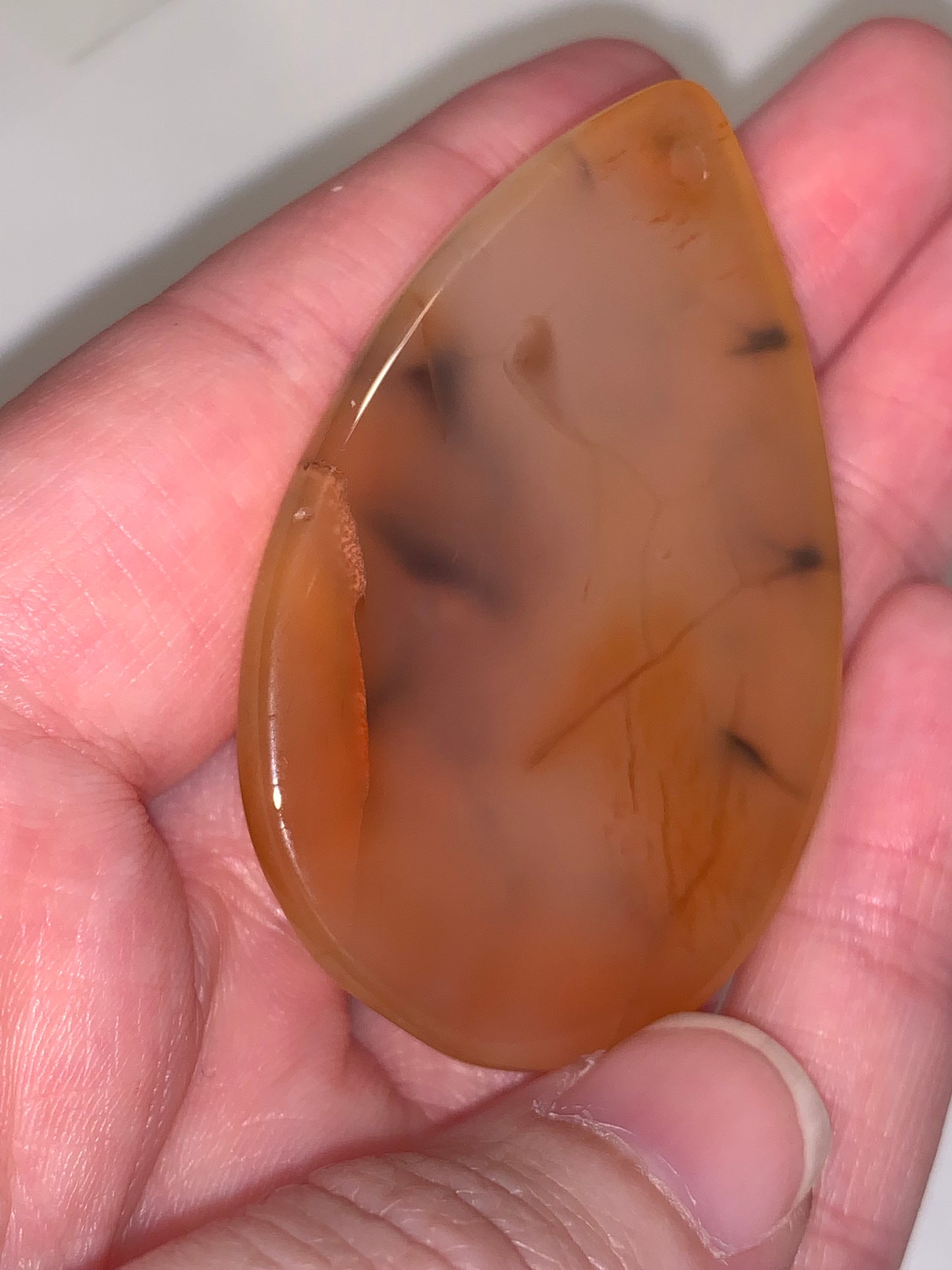 Orange and Black Dragon Veins Agate Teardrop Pendant