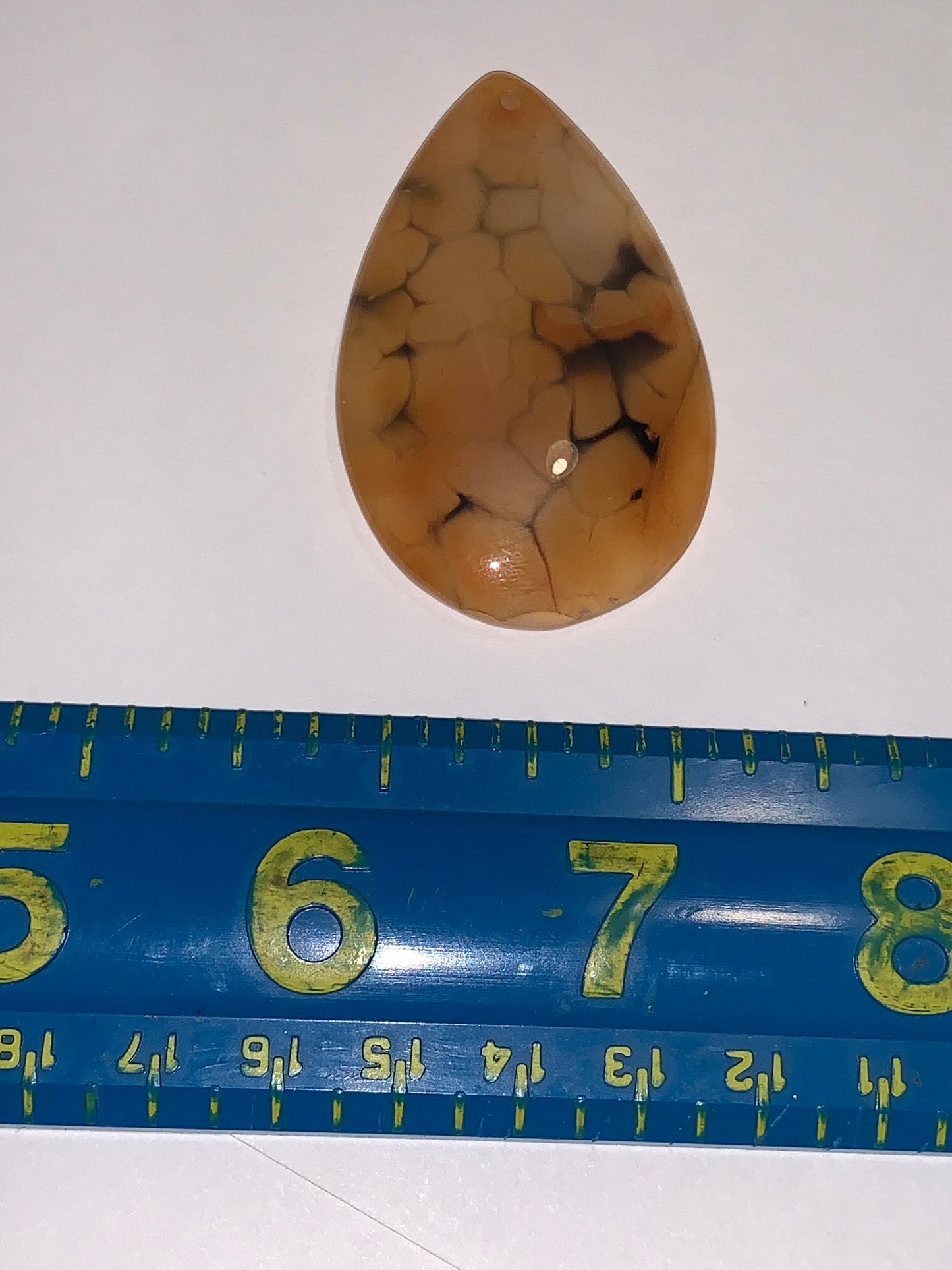 Orange and Black Dragon Veins Agate Teardrop Pendant