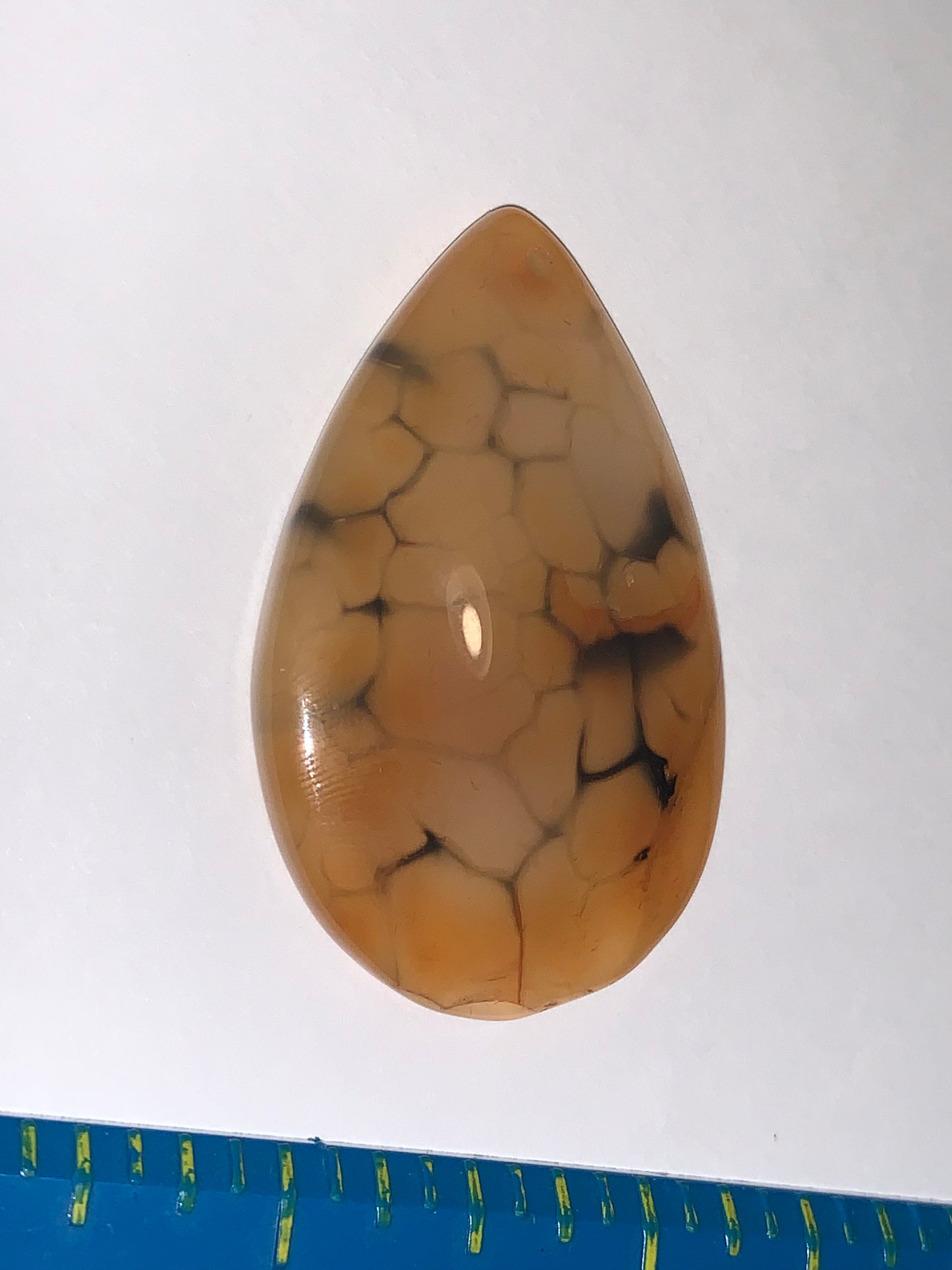 Orange and Black Dragon Veins Agate Teardrop Pendant