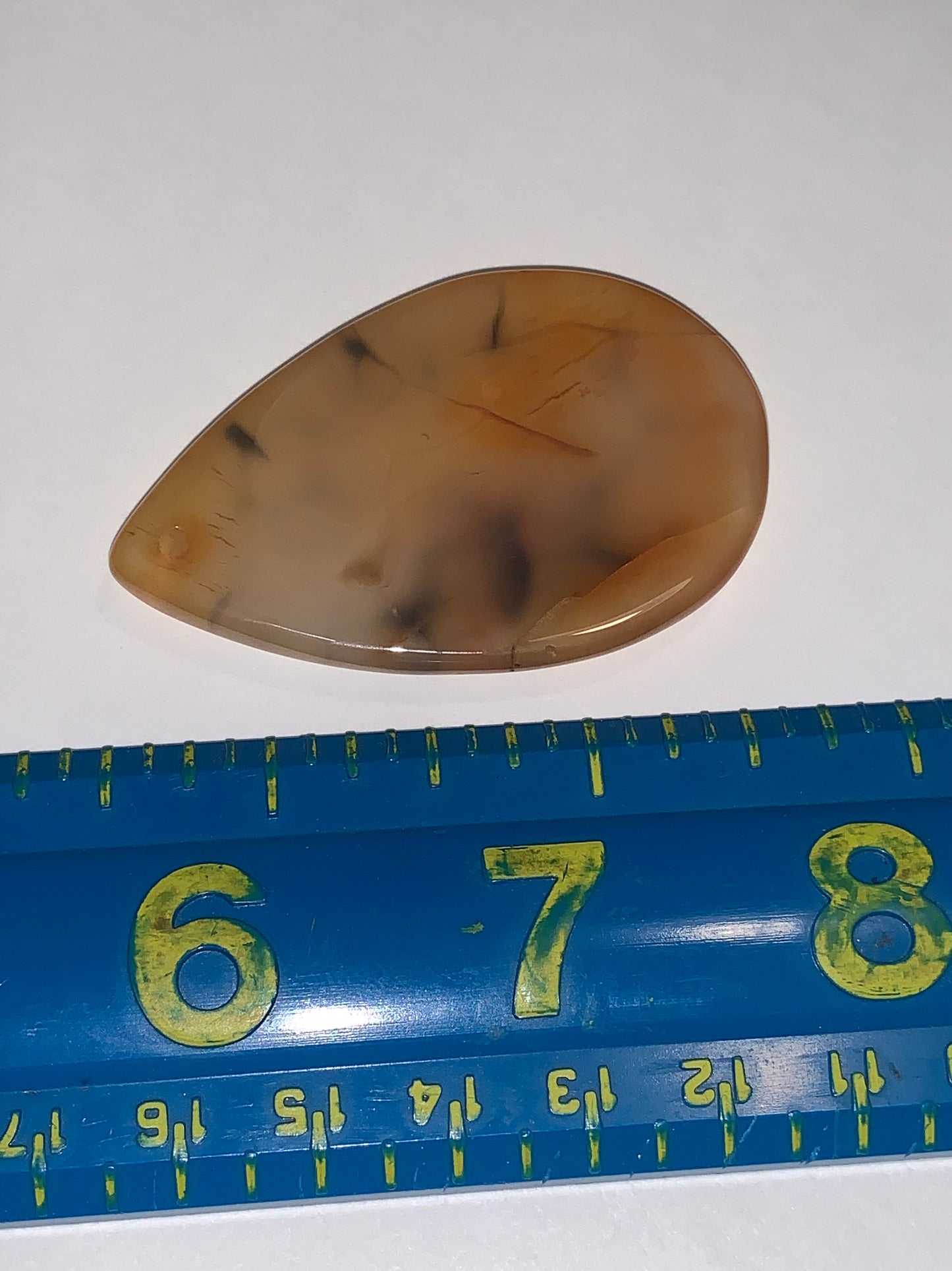 Orange and Black Dragon Veins Agate Teardrop Pendant