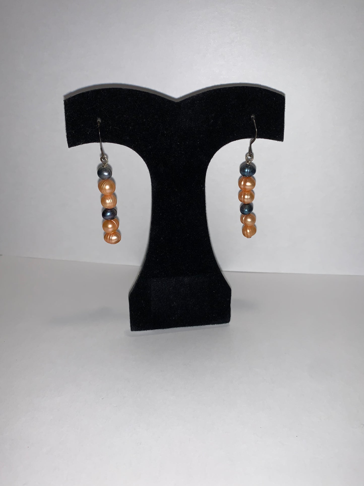 Orange and Blue Freshwater Pearl Dangle Earrings