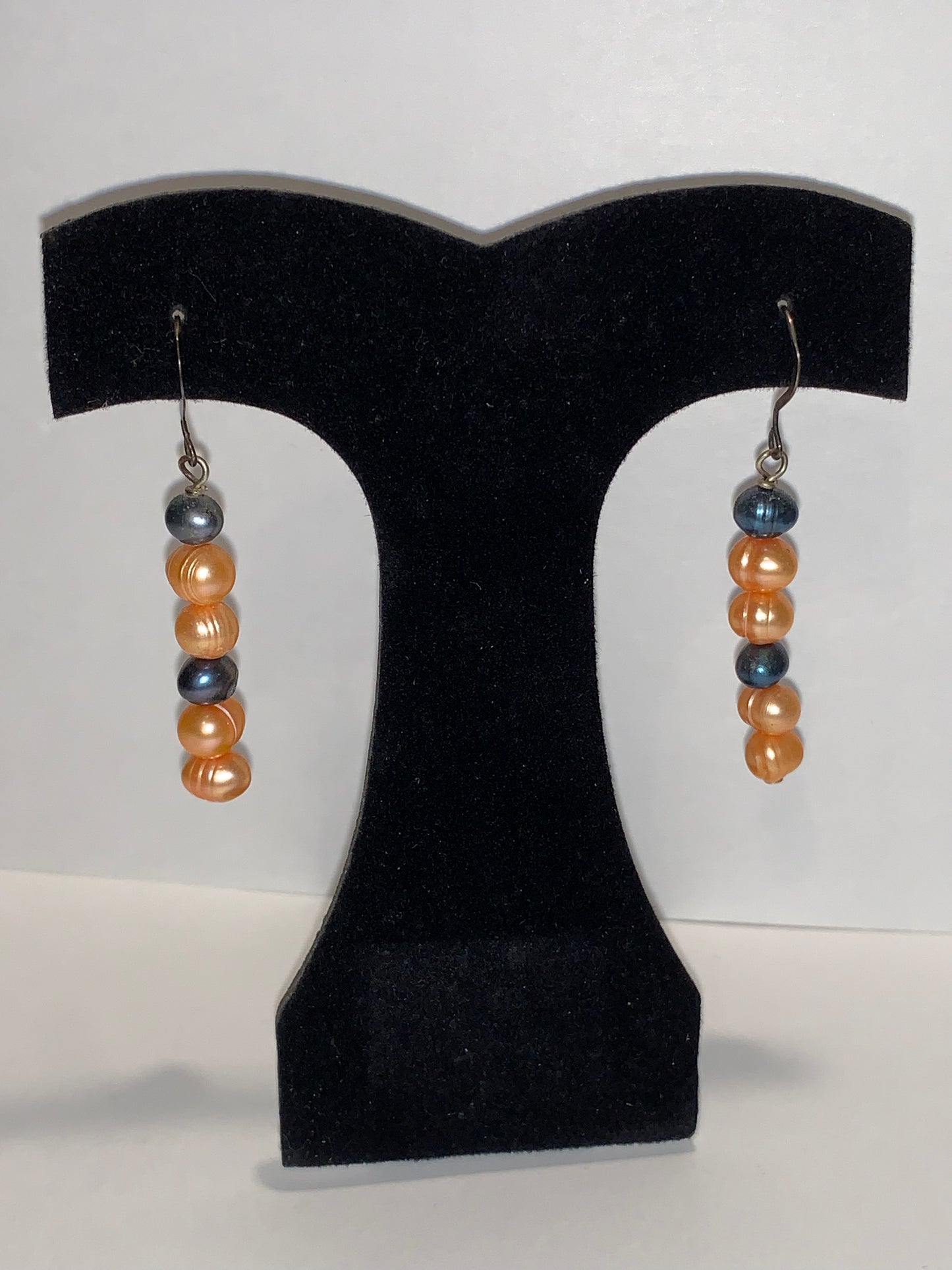 Orange and Blue Freshwater Pearl Dangle Earrings