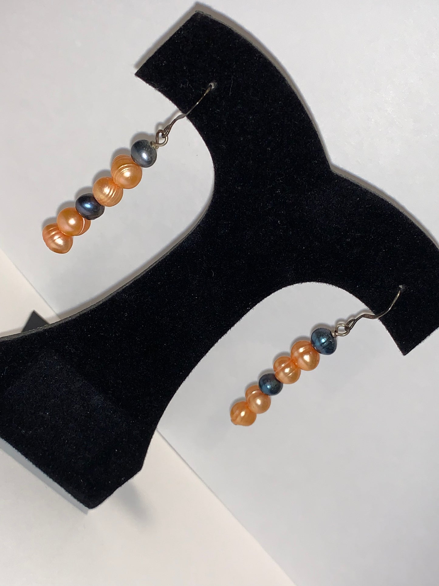 Orange and Blue Freshwater Pearl Dangle Earrings
