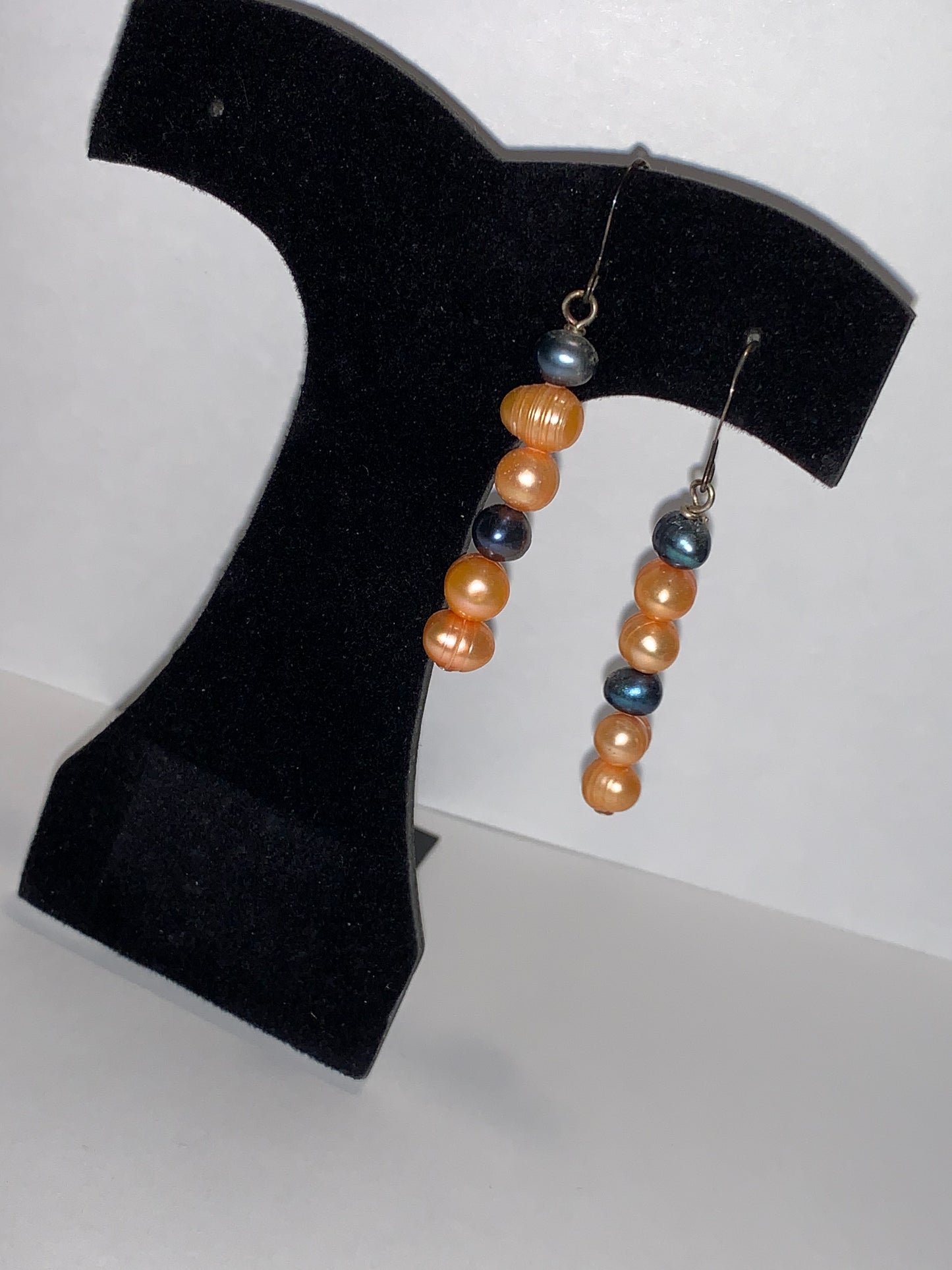 Orange and Blue Freshwater Pearl Dangle Earrings