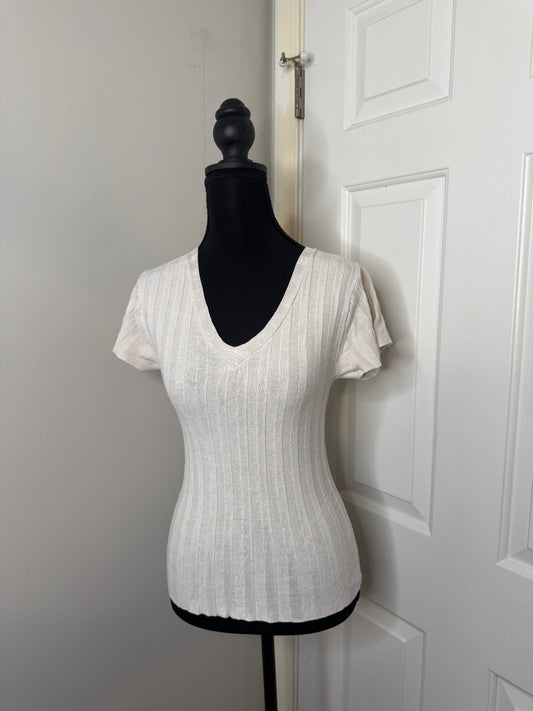 White Outlooks V-neck Shirt, Small