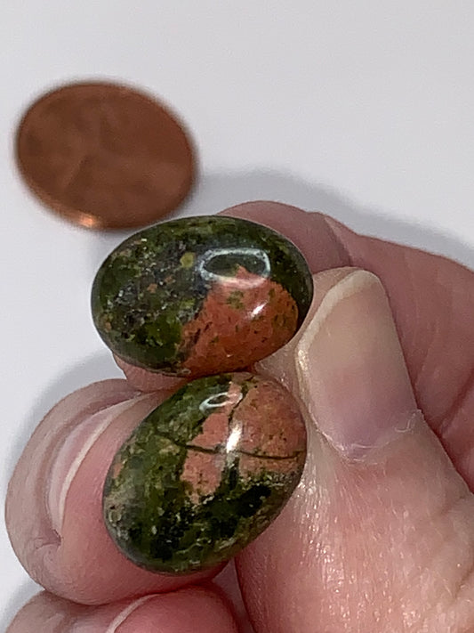 14 by 10mm Oval Unakite 18ktgf Post Earrings