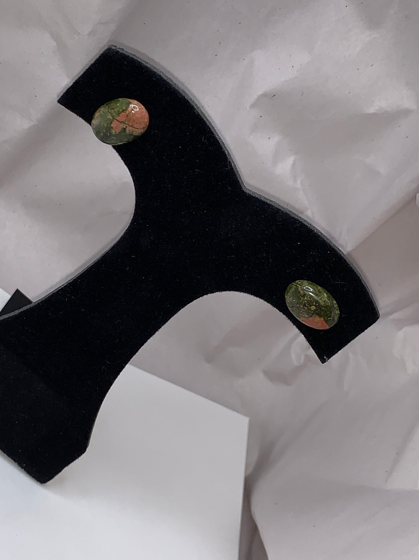 14 by 10mm Oval Unakite 18ktgf Post Earrings