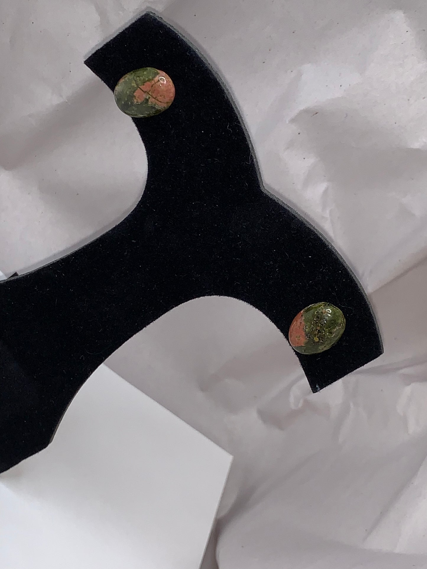 14 by 10mm Oval Unakite 18ktgf Post Earrings
