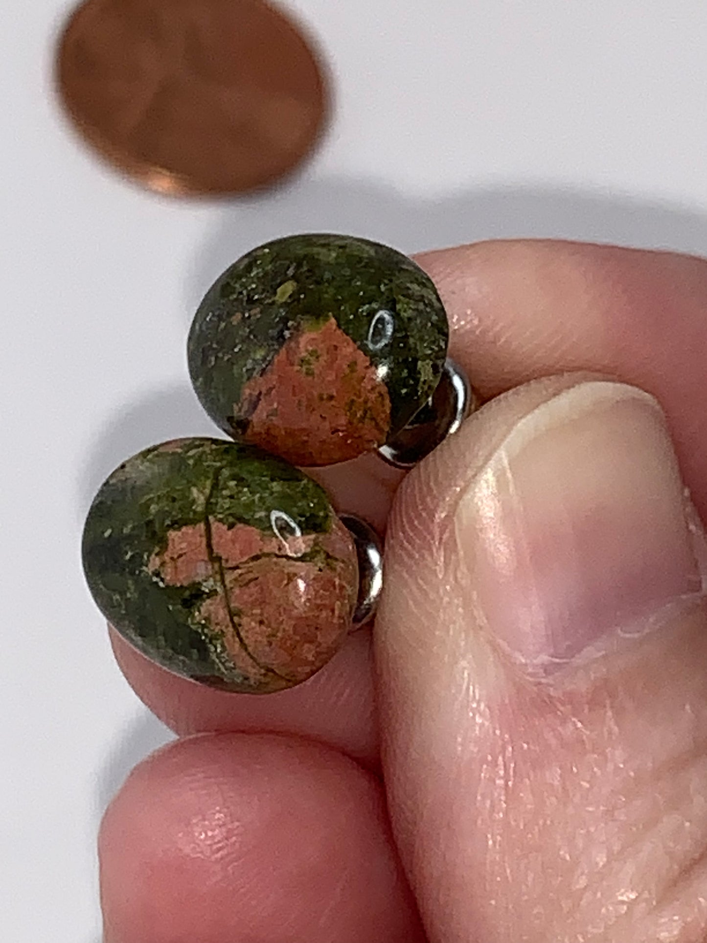 14 by 10mm Oval Unakite 18ktgf Post Earrings