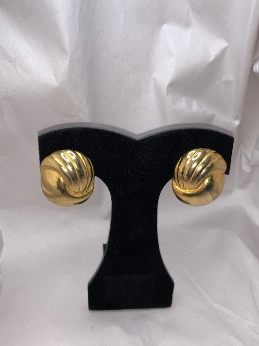 Oval Gold Tone Costume Post Earrings