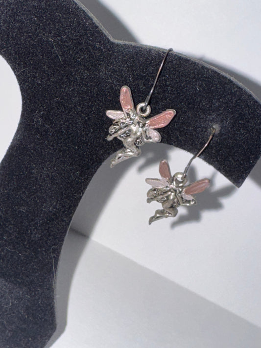 Painted Wing, Fairy Dangle Earrings