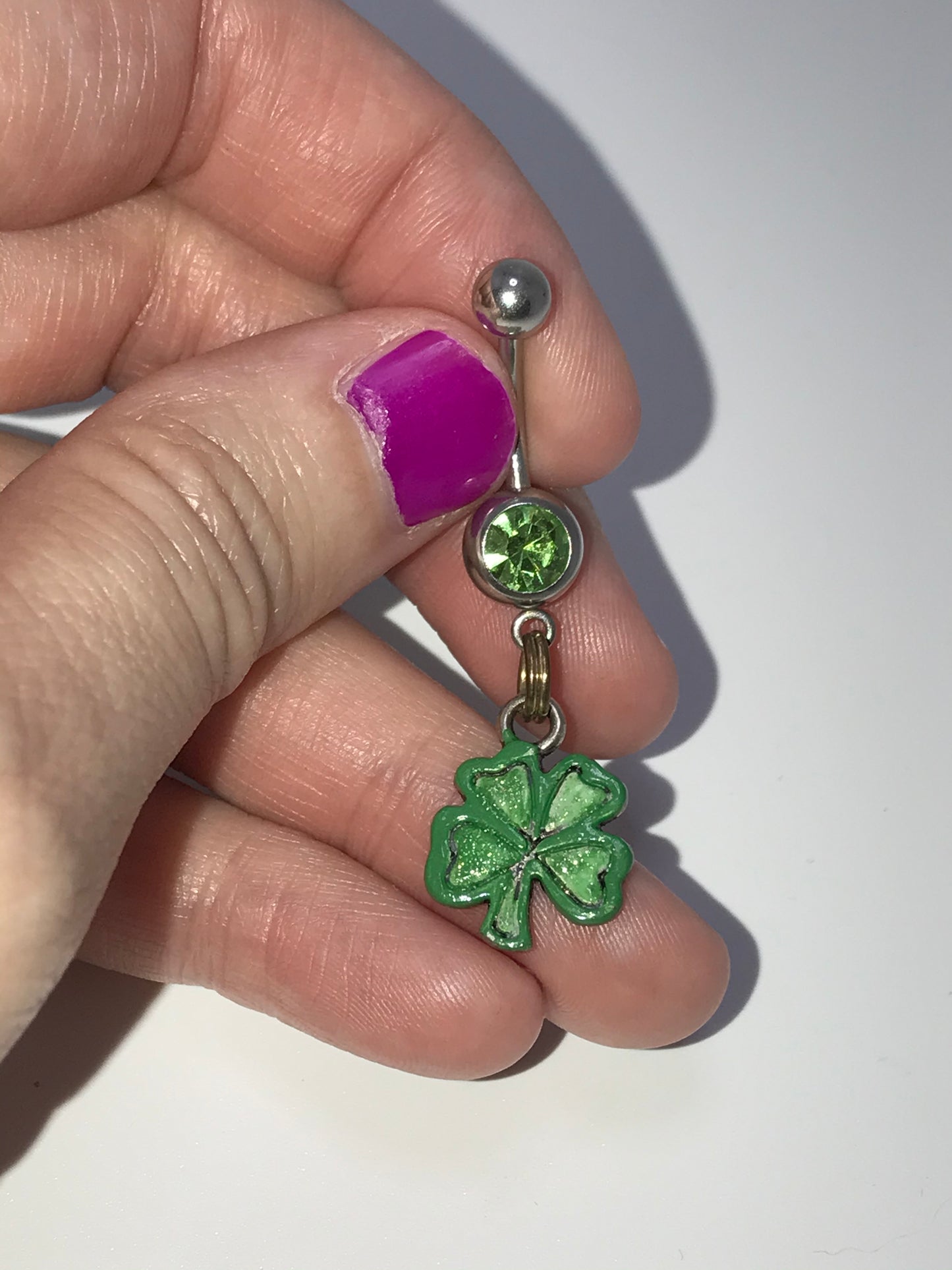 Four Leaf Clover Shamrock Dangle Belly Ring