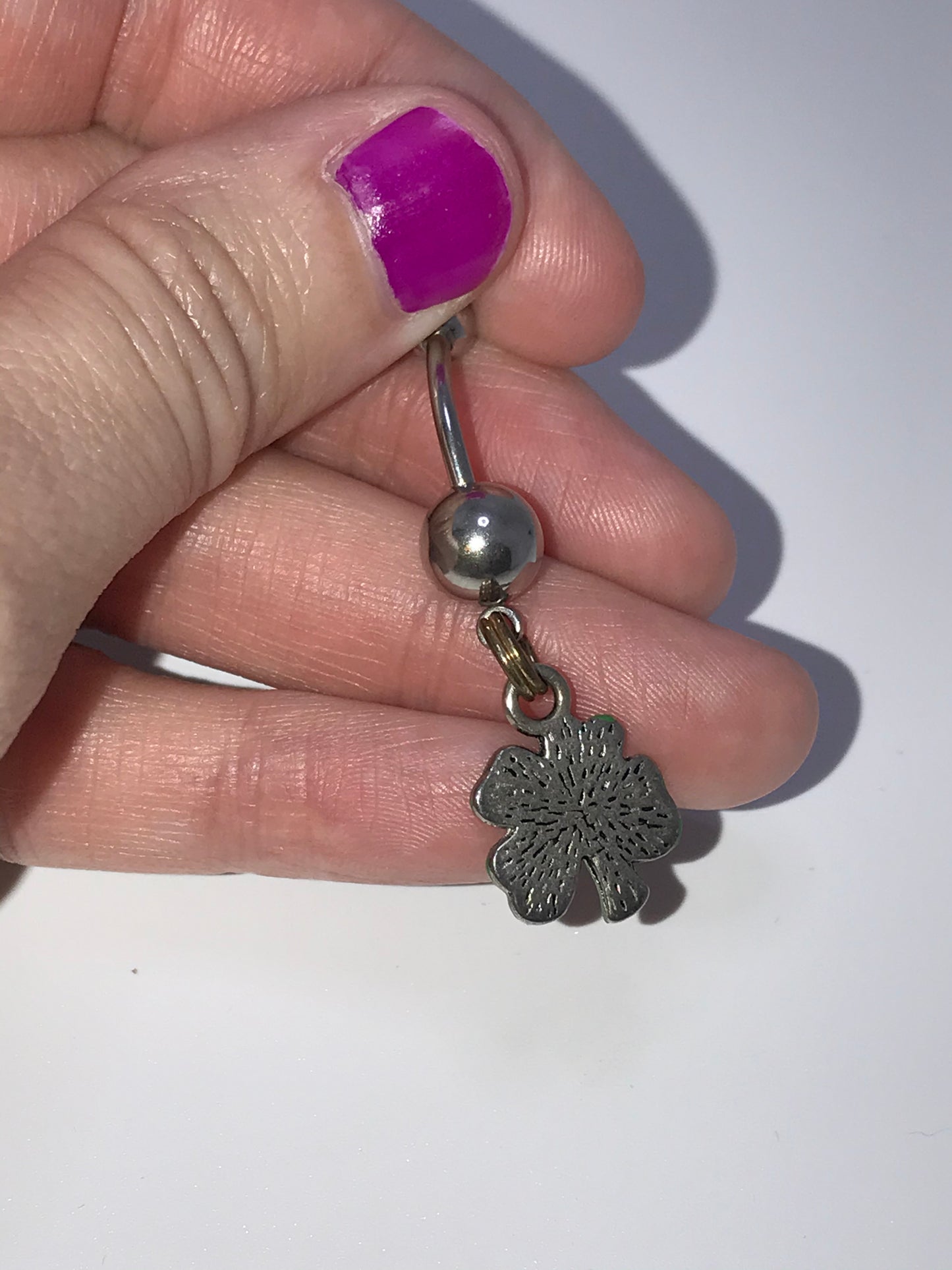 Four Leaf Clover Shamrock Dangle Belly Ring