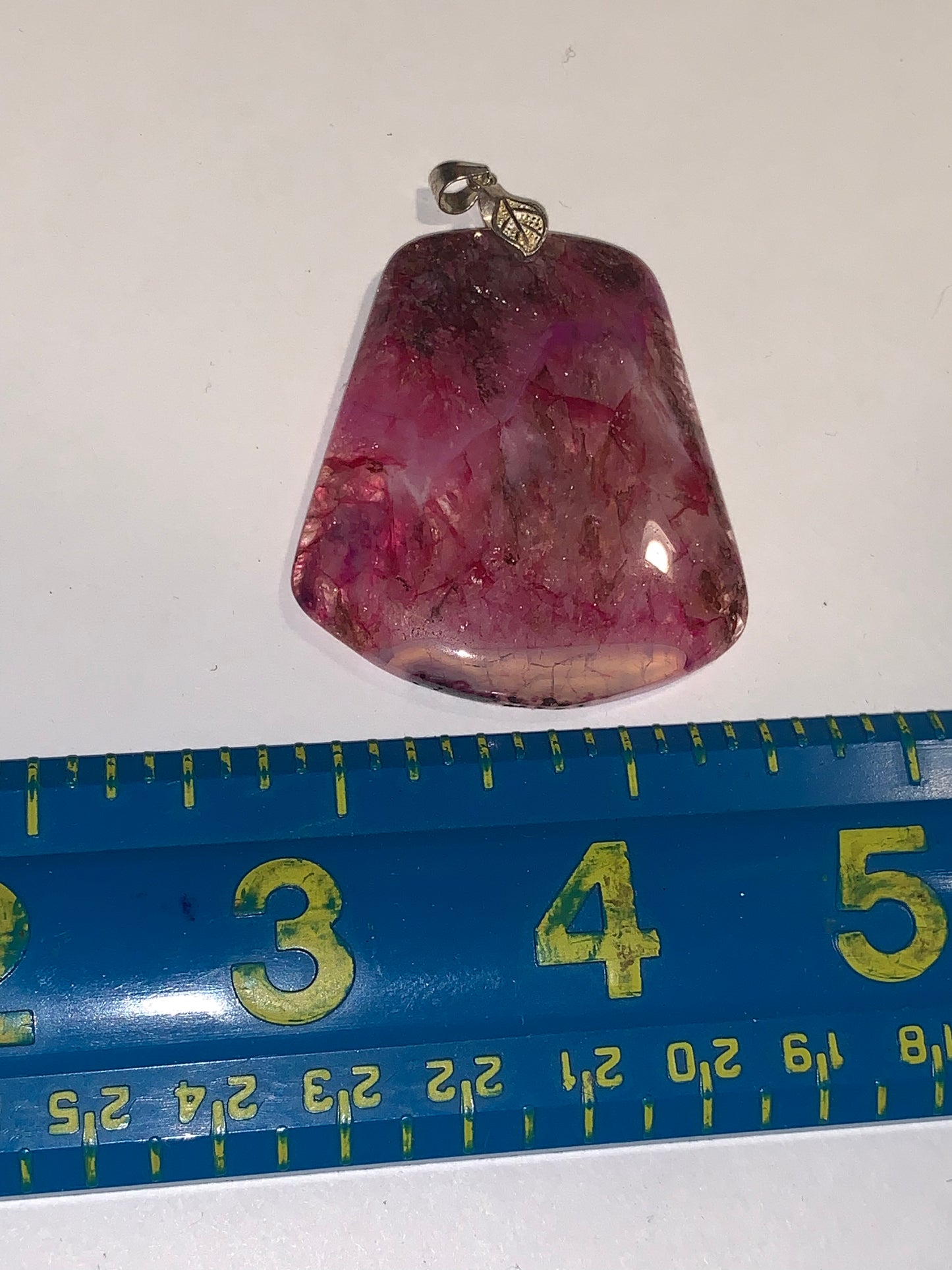 Peachblow Druzy Geode Agate Trapeze Focal Drop Pendant