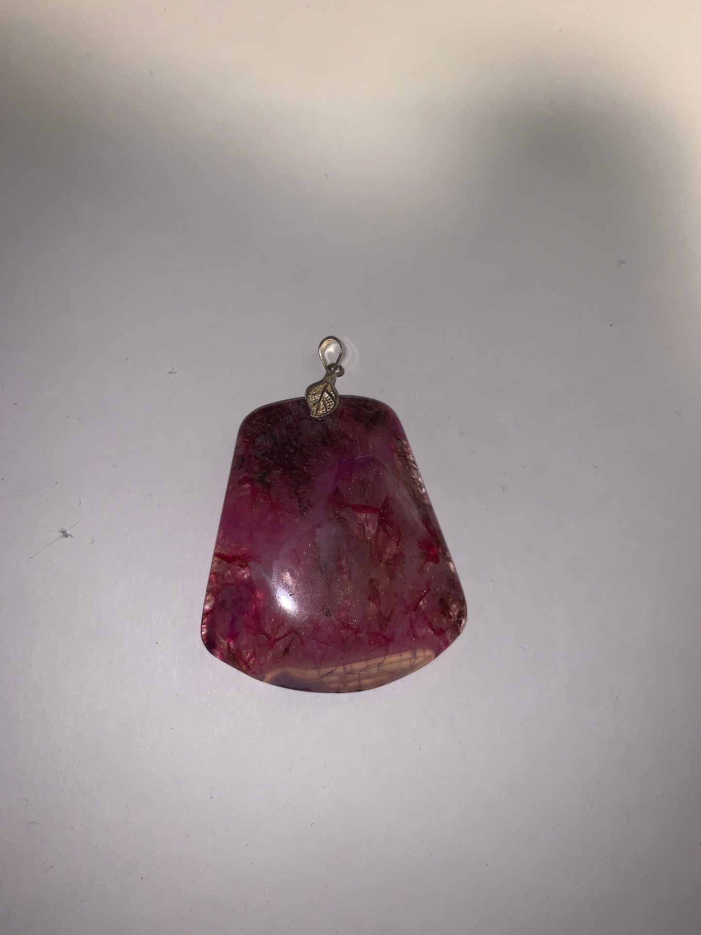 Peachblow Druzy Geode Agate Trapeze Focal Drop Pendant
