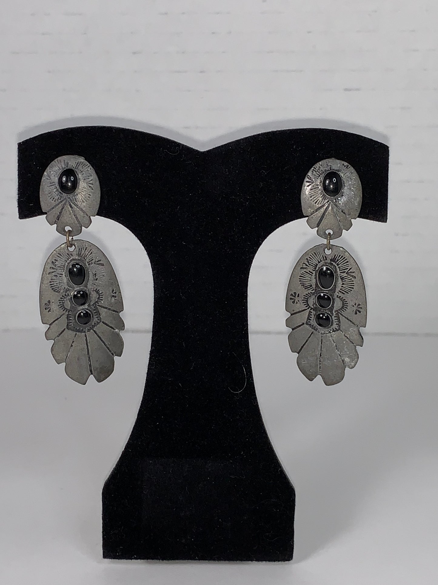 Pewter Feather Design Post Earrings