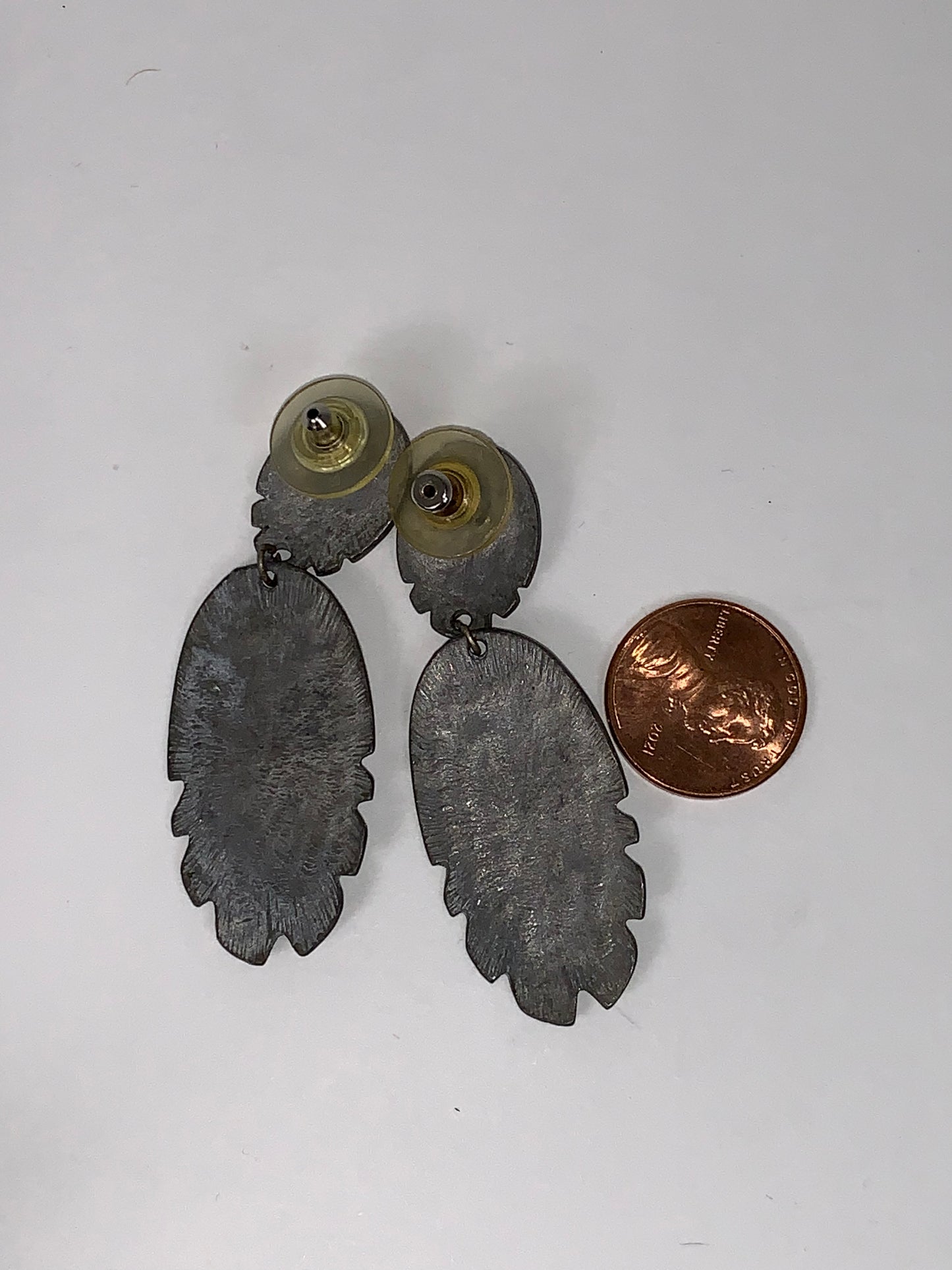 Pewter Feather Design Post Earrings