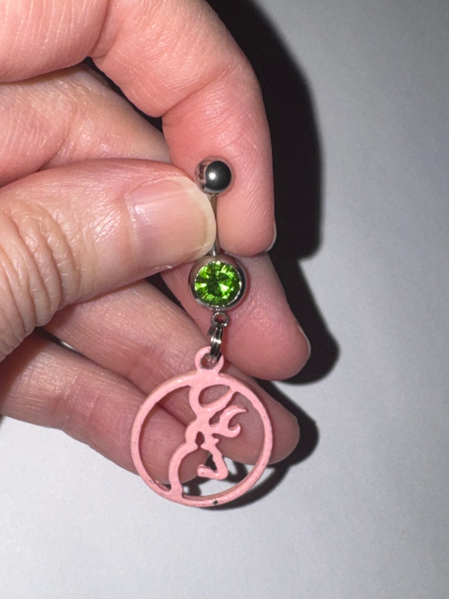 Pink Browning Dangle Belly Ring