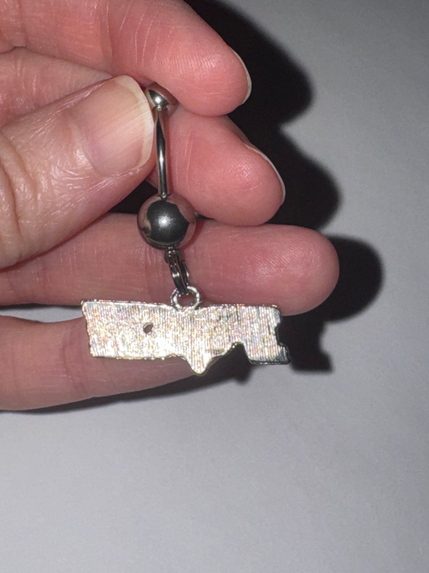 Pink Fox Dangle Belly Ring, Clear Gem