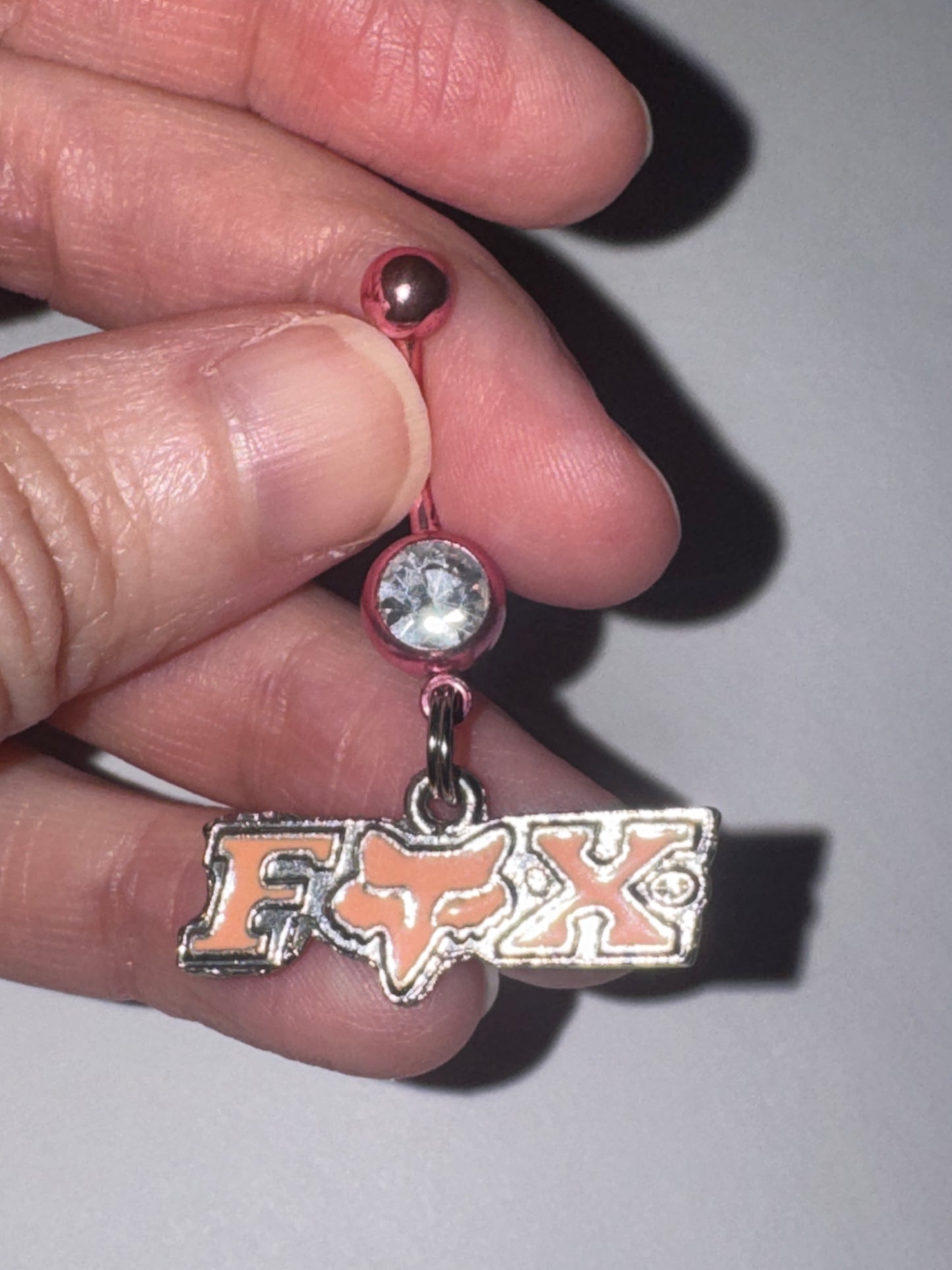 Titanium Pink Fox Dangle Belly Ring