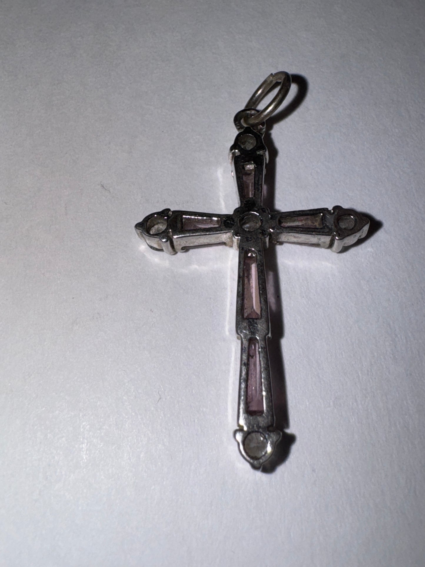 Sterling Silver Rhinestone Cross Pendant