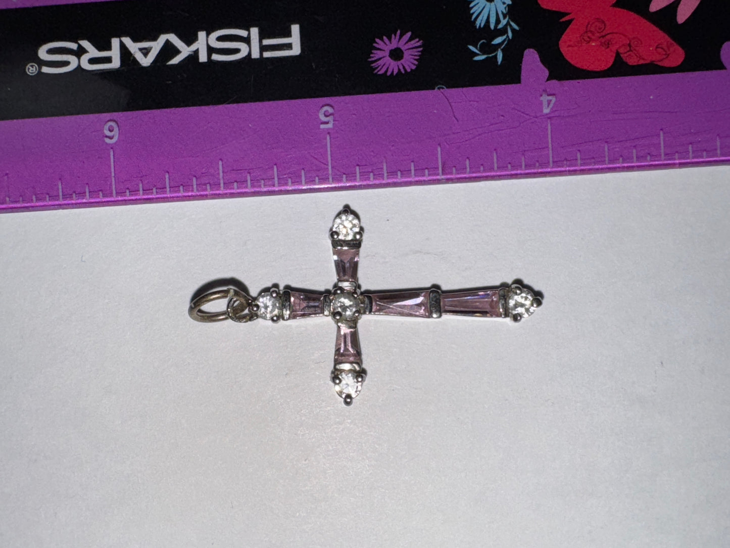 Sterling Silver Rhinestone Cross Pendant