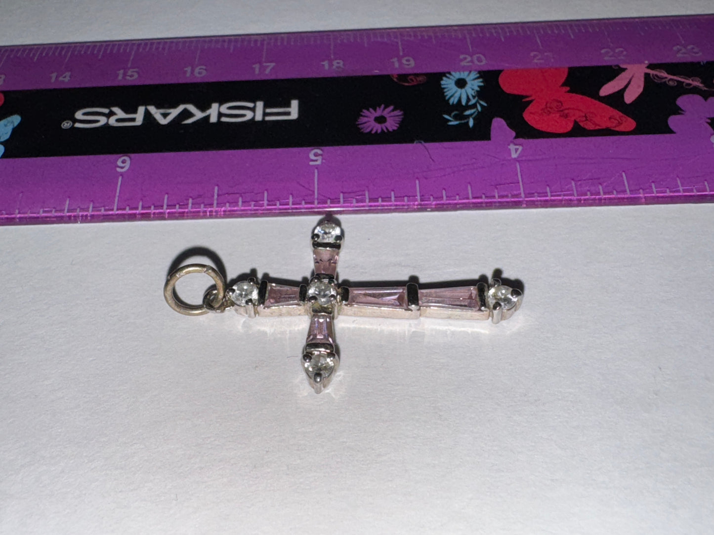 Sterling Silver Rhinestone Cross Pendant