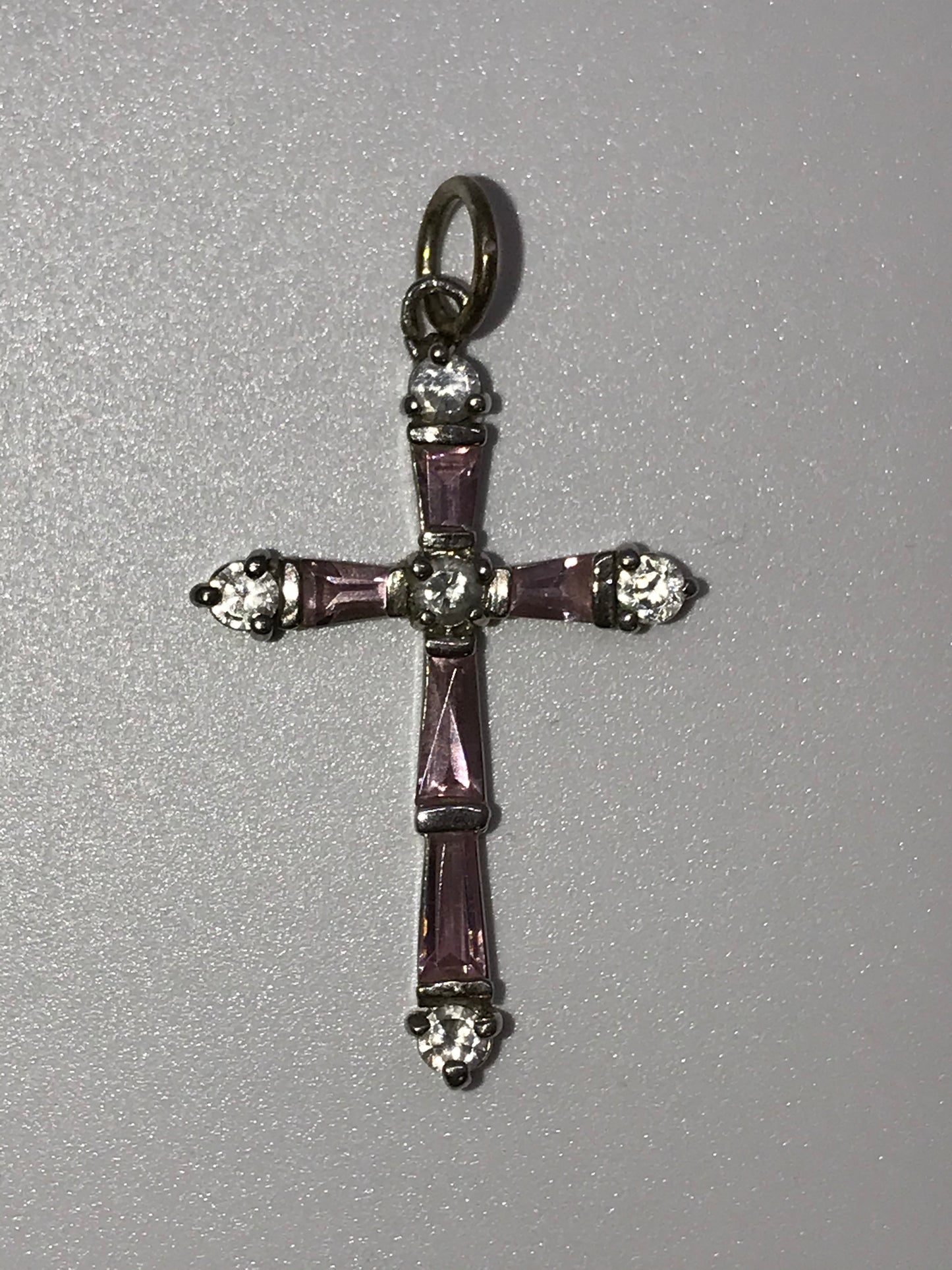Sterling Silver Rhinestone Cross Pendant