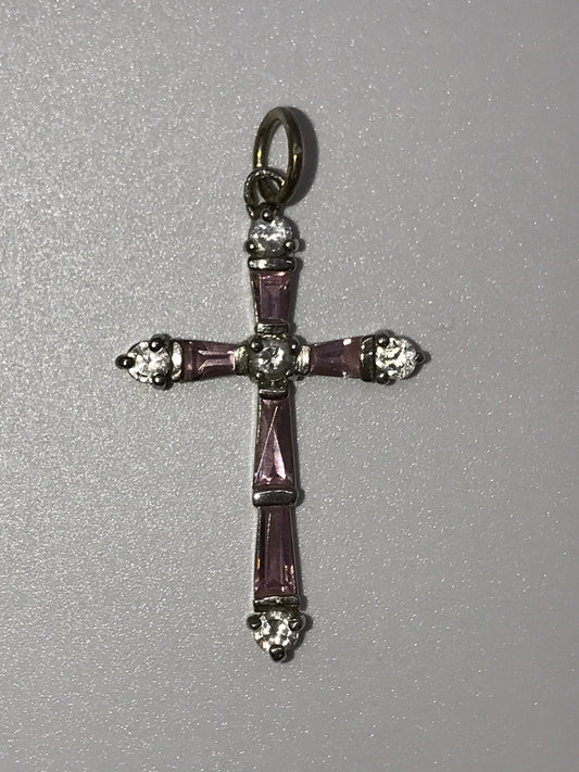 Sterling Silver Rhinestone Cross Pendant