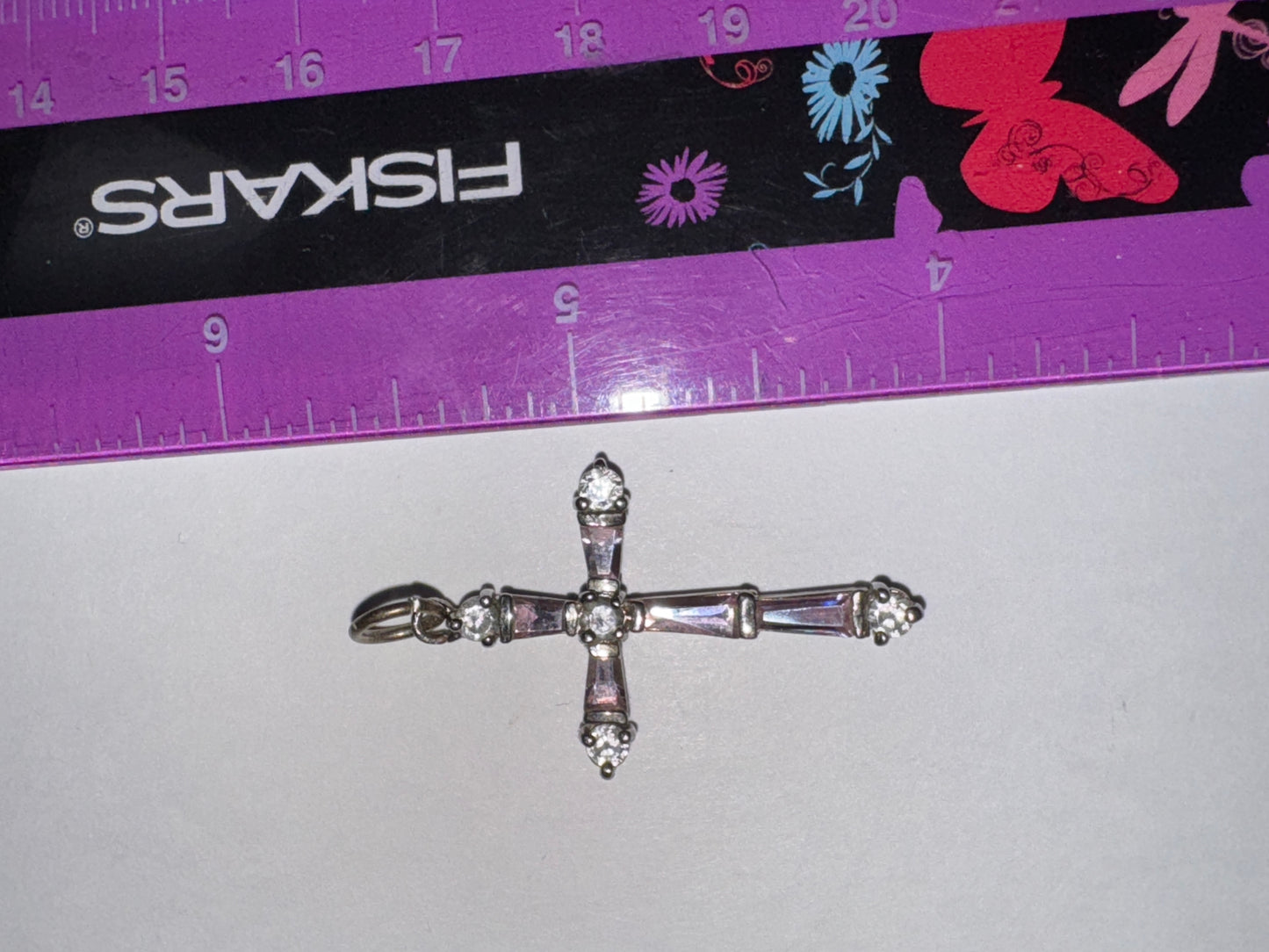 Sterling Silver Rhinestone Cross Pendant