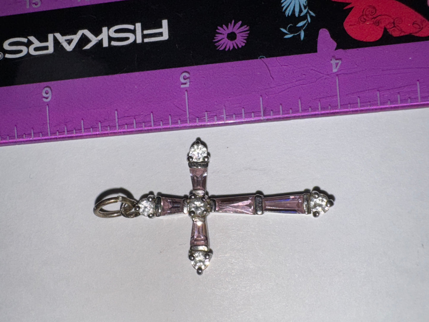 Sterling Silver Rhinestone Cross Pendant