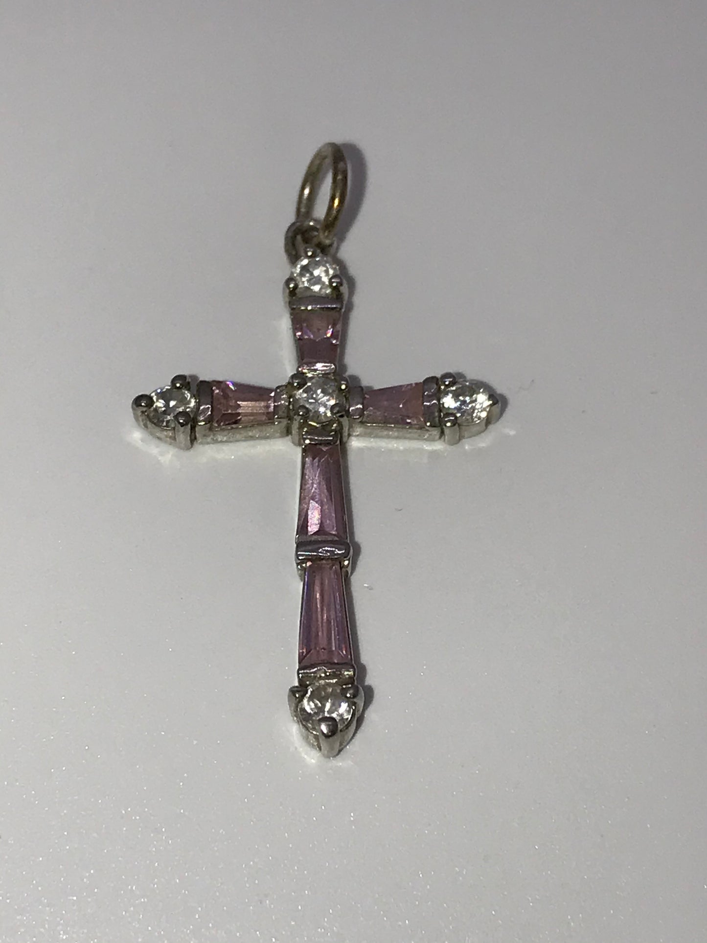 Sterling Silver Rhinestone Cross Pendant