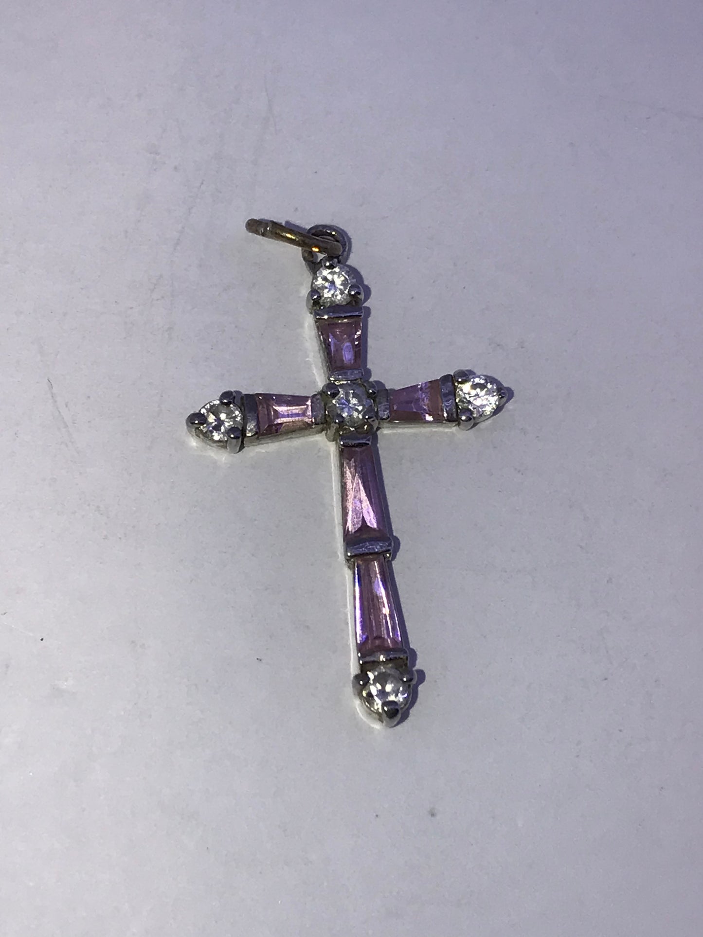 Sterling Silver Rhinestone Cross Pendant