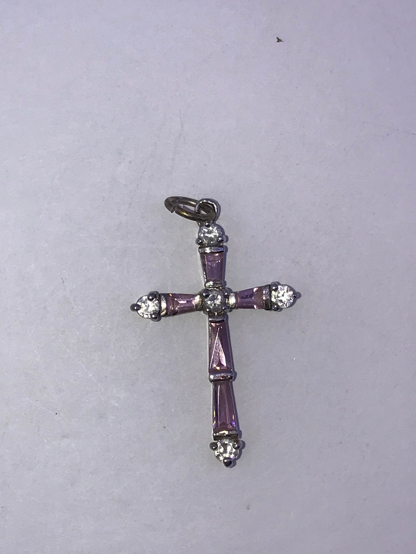 Sterling Silver Rhinestone Cross Pendant