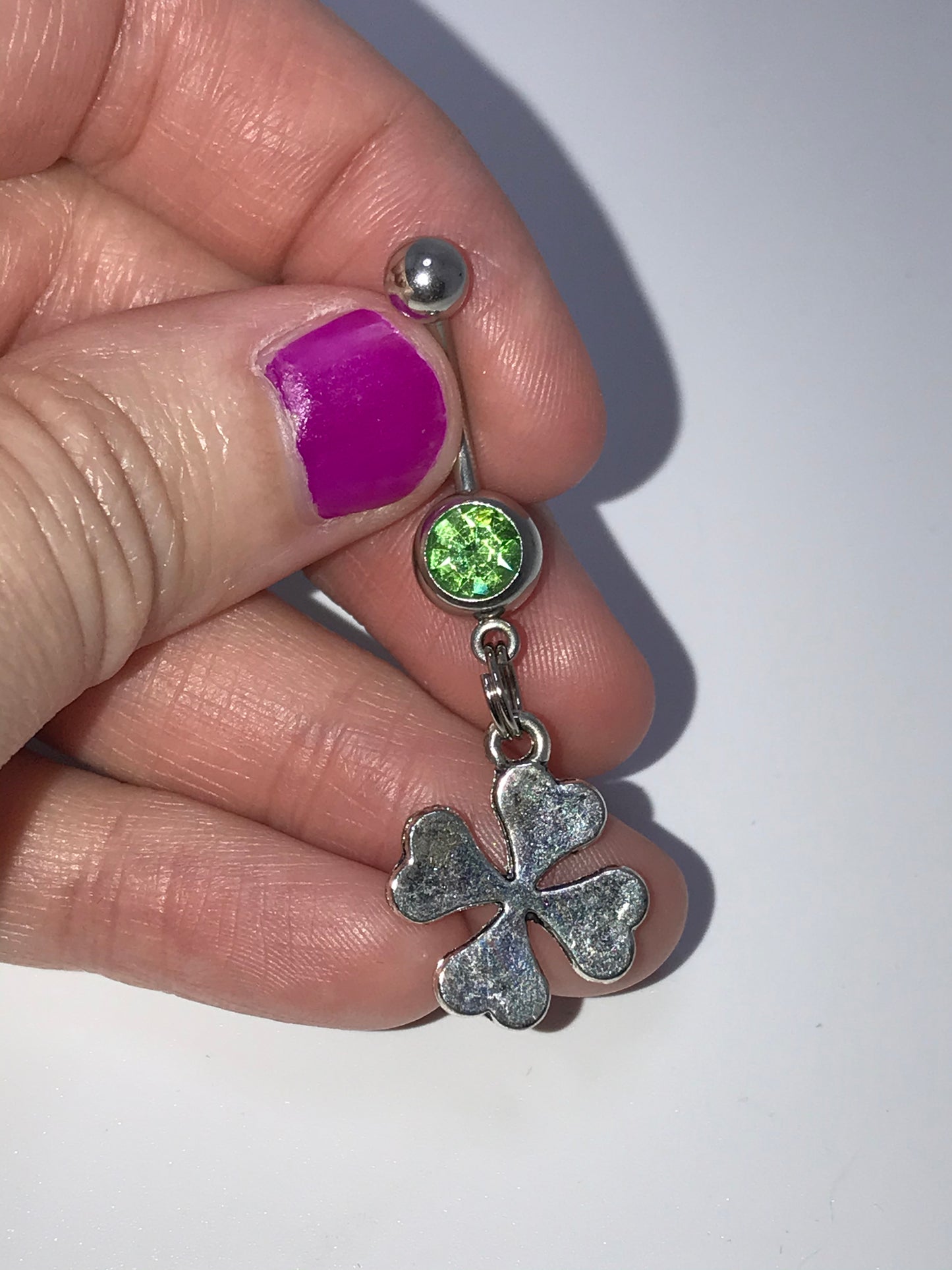 Four Leaf Clover Shamrock Dangle Belly Ring